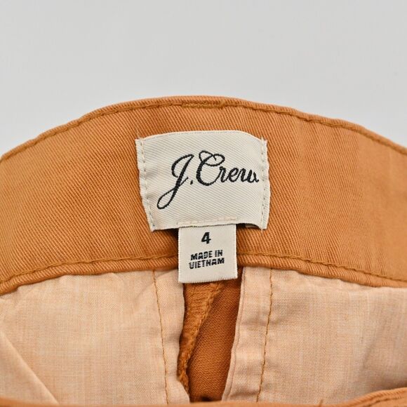 J CREW Pants Womens Size 4 Pleated Chino Straight Cropped Pant Burnt Caramel - Picture 8 of 12